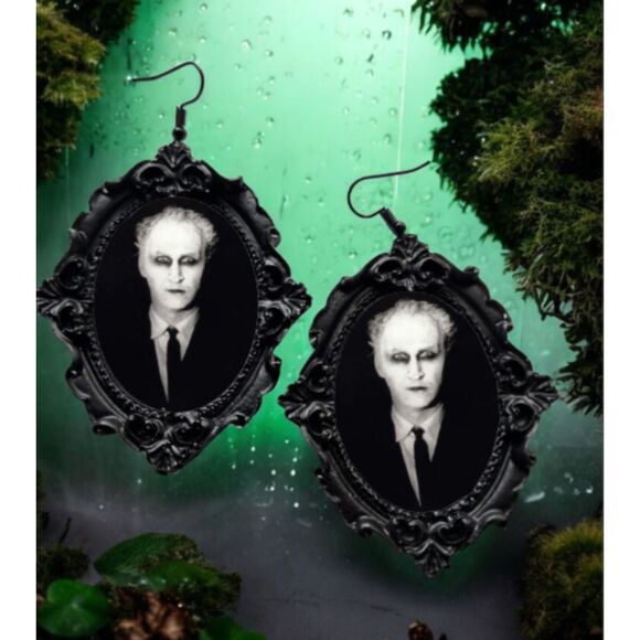 Carnival of Souls Earrings Black Gothic Oversized Jewelry Classic Horror Films - Picture 2 of 2